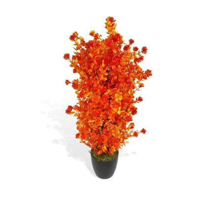 Yapay Çiçek Siyah Saksıda Turuncu Şimşir Ağacı 55Cm