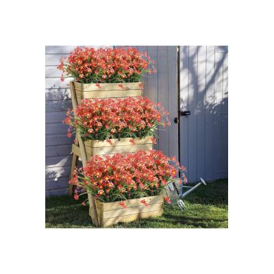 6Lı Set Yapay Çiçek Kırmızı Papatya 7 Dallı Plastik Dekoratif Yapay Bitki