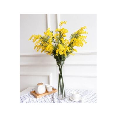 4Lü Set Yapay Çiçek Sarı Mimoza Uzun Dal 50Cm Minosa Yapay Bitki