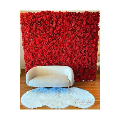 Yapay Çiçek 1M2 Dekoratif Kırmızı Gül Paneli Dik Duvar Kaplama Gül Duvarı 100*100