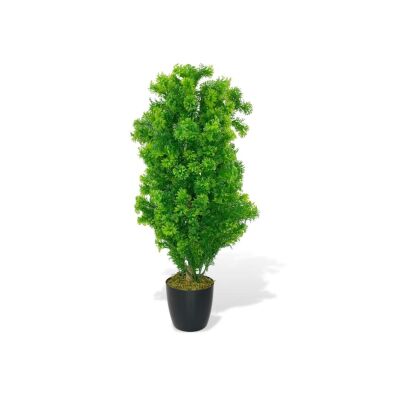 Yapay Çiçek Siyah Saksıda Yeşil Fesleğen Bonsai Ağacı 55Cm
