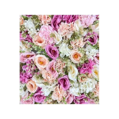 Yapay Çiçek Dekoratif Gül Paneli Pembe Pudra Renkleri Dik Duvar Kaplama Gül Duvarı 55X55