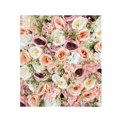 Yapay Çiçek Dekoratif Gül Paneli Şampanya Krem Renkleri Dik Duvar Kaplama Gül Duvarı 55X55