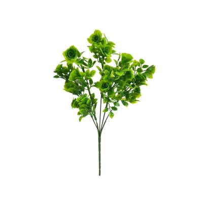 Yapay Çiçek Plastik Yeşil Mini Gül Demeti Garnitür Aradal Dekoratif Yapay Bitki