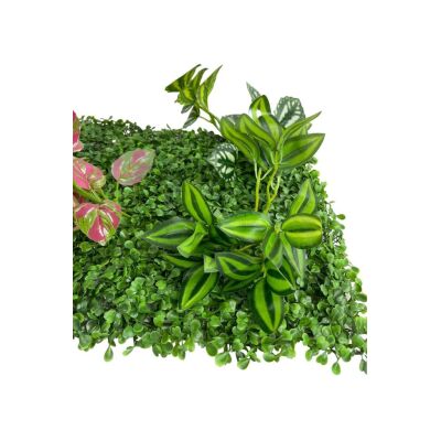 Yapay Çiçek Duvar Kaplama Panel Şimşir 40*60 5Demet Yeşil Bitki Dik Duvar Uygulama Çiçeği