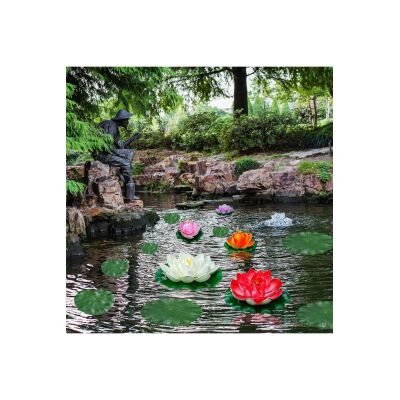 Yapay Çiçek Nilüfer Köpük Lotus Havuz Ve Akvaryum Dekoru 6Adet