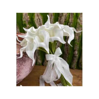 Gelin Çiçeği Yapay Çiçek Beyaz Islak Gala Gelin Buketi 24 Çiçekli