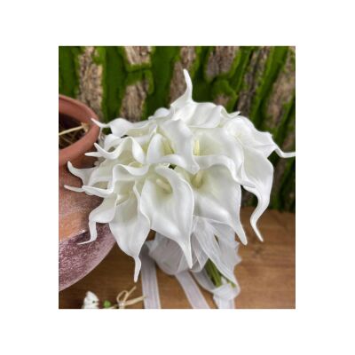 Gelin Çiçeği Yapay Çiçek Beyaz Islak Gala Gelin Buketi 24 Çiçekli