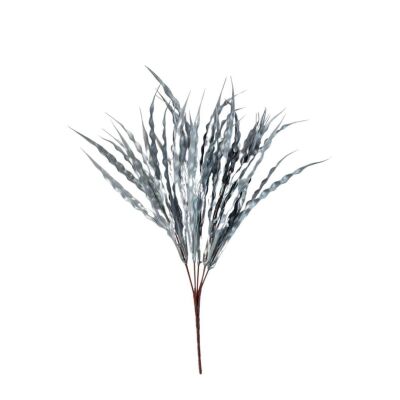 Yapay Çiçek Gümüş Kalın Kıvrımlı Saz Garnitür Aradal Dekoratif Yapay Bitki 45Cm