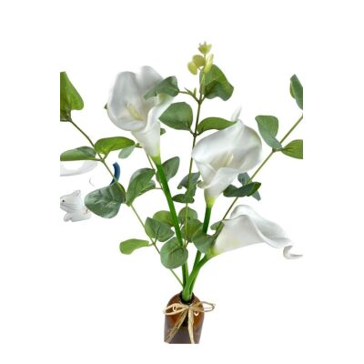Şişede Okaliptuslu Gala Çiçeği 3 Adet Gala Çiçeği Yapay Çiçek