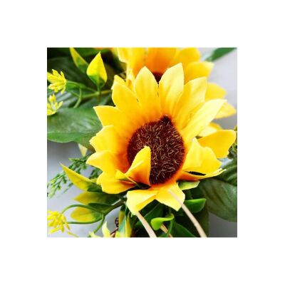 Yapay Çiçek Kapı Süsü Ay Çiçeği Ve Kuşkonmaz Sunflower Yılbaşı Kapı Çelengi