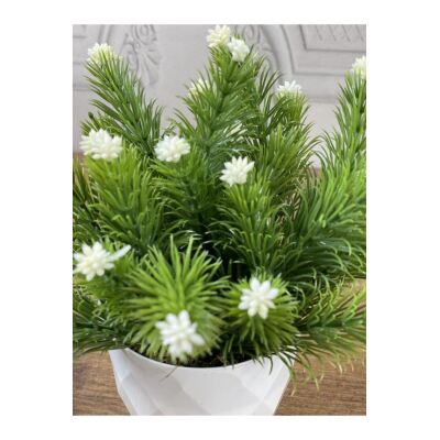 Yapay Çiçek Beyaz Saksıda 5 Adet Çam Iğneli Bonus Masa Üzeri Dekoratif Bitki Ty242