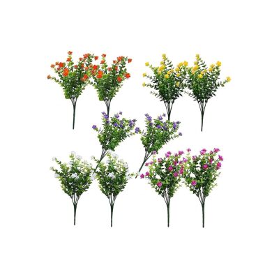 Yapay Çiçek Mineli Şimşir 10 Demet Karışık Renkli Dekoratif Yapay Bitki