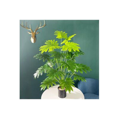 Yapay Ağaç Salon Bitkisi Syngonium 70 Cm 18 Yaprak Antrasit Saksıda