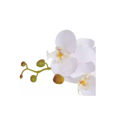 Yapay Çiçek Aranjmanı Metal Mat Siyah Vazoda 7 Adet Beyaz Orkideler Yapay Orkide Arajmanı