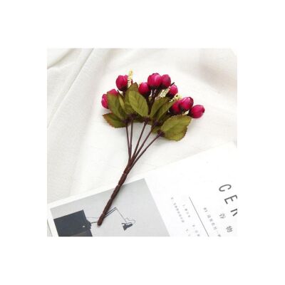 Yapay Çiçek Fuşya Fındık Gül Mini Gül Tomurcukları 15Li