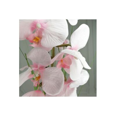 Yapay Çiçek Açık Pembe Orkide Seramik Saksıda Tekli Orkide 60Cm