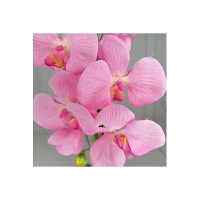 Yapay Çiçek Pembe Orkide Seramik Saksıda Tek Dal Orkide 60Cm