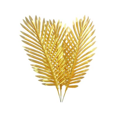 Yapay Çiçek Palmiye Yaprağı Altın Gold Renk 3 Adet Yapay Yaprak