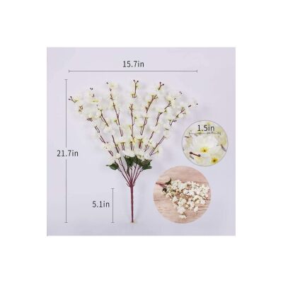 Yapay Çiçek Bahardalı Japon Kiraz Çiçeği 9 Dallı 40Cm Beyaz