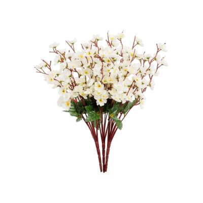 Yapay Çiçek Bahardalı Japon Kiraz Çiçeği 9 Dallı 35Cm Beyaz 3 Demet