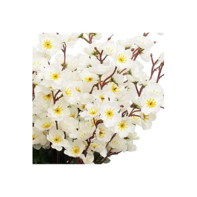 Yapay Çiçek Bahardalı Japon Kiraz Çiçeği 9 Dallı 35Cm Beyaz 3 Demet