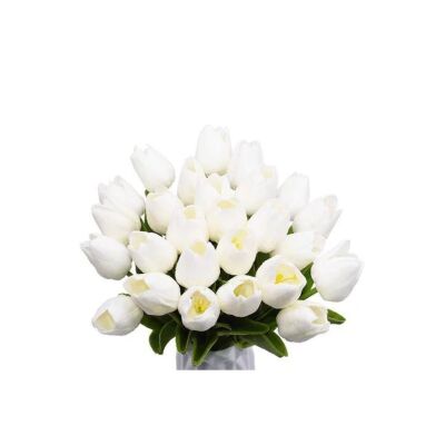 Yapay Çiçek Islak Lale Gerçeksi Doku 10Lu Beyaz