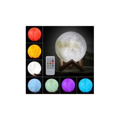 Şarzlı 3D Ay Lamba Dokunmatik 16 Renk Değiştirir Stand Hediyeli Moon Lamp