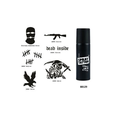 Hırçın Semboller Spray Tattoo Geçici Dövme Yapma Seti Dark Siyah