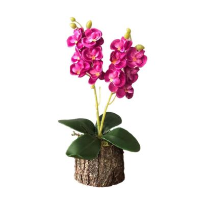 Yapay Çiçek Orkide Odun Saksılı Fuşya
