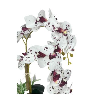 Yapay Çiçek 2Li Somon Islak Orkide Seramik Saksıda Orkide 60Cm