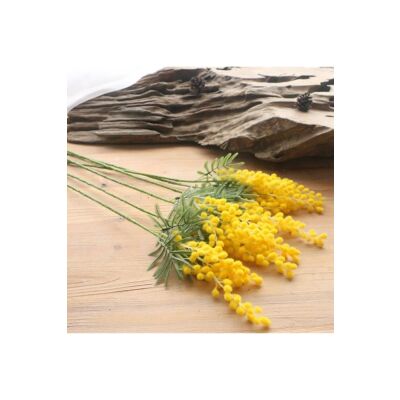 Yapay Çiçek Sarı Mimoza Uzun Dal 50Cm Minosa Yapay Bitki