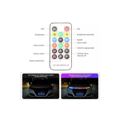 Ssangyong Tivoli Drl Ön Kaput Gündüz Ledi App Ve Kumanda Kontrol 1.5 Metre Rgb Led Şerit