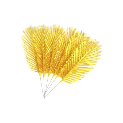 Yapay Çiçek Palmiye Yaprağı Altın Gold Renk 3 Adet Yapay Yaprak