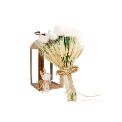 Gelin Çiçeği Yapay Çiçek Beyaz Islak Lale Lale Ve Krem Başak Kuru Çiçek Dalları Gelin Buketi