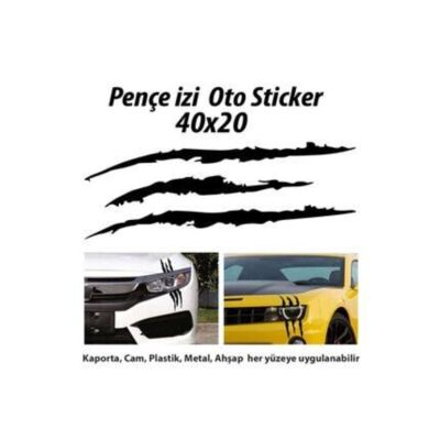 Monster Canavar Pençe Izi Uzun Siyah Far Sticker - Araba Etiket, Çıkartma - Aksesuar -Modifiye -Arma