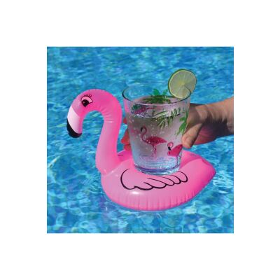 10 Lu Set Pembe Flamingo Şişme Bardak Simidi İçecek Tutacağı