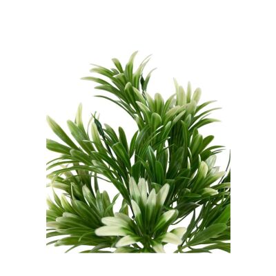 Yapay Çiçek Yeşil Beyaz Renk Podocarpus Demeti 7Dal 48 Çiçek Garnitür Aradal Dekoratif Yapay Bitki