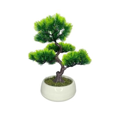 Bonsai Dekoratif Yapay Ağaç Yarım Top Kafalı Mor Bonzai 30Cm