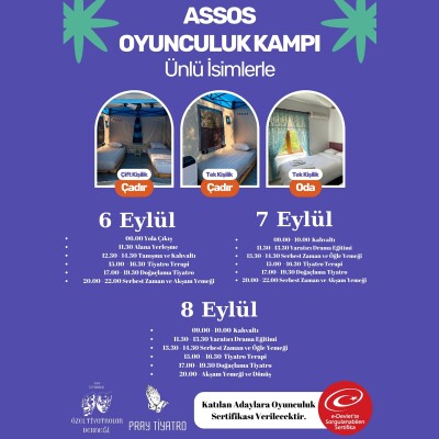 6 Eylül Çanakkale Assos Tiyatro Oyunculuk Kampı