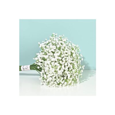 Yapay Çiçek Plastik Beyaz Cipso Demeti 5 Dallı Gelin Çiçeği Ve Aranjman Aradal Çiçeği 30Cm