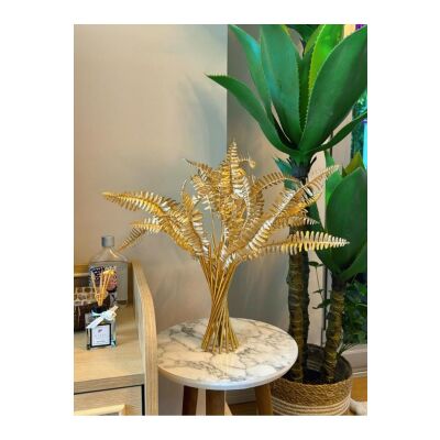 Yapay Çiçek Metal Burgu Vazoda Gold Altın Renk Yapay Çiçek Çıkas Demeti