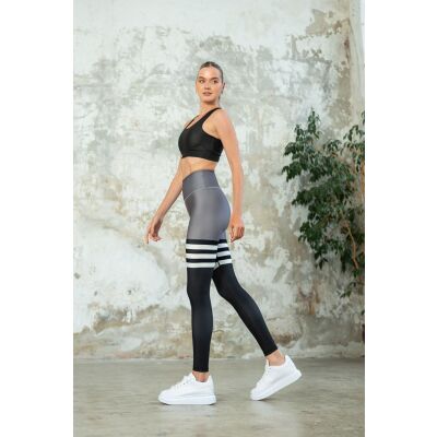 Dar Kesim Çizgili Spor Tayt Brfrend Polyemid Leggings