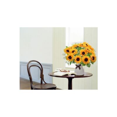 Yapay Çiçek Sunflower Ay Çiçeği Büyük Demet 12 Dallı 50Cm