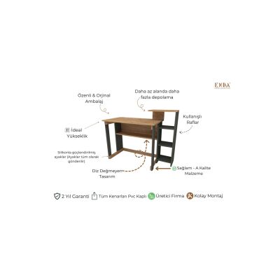 Saye 5 Raflı Kitaplıklı Çalışma Masası Çam - Antrasit