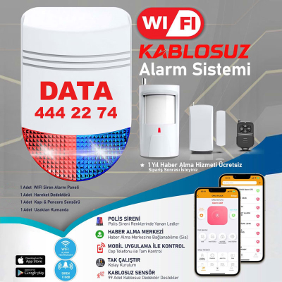 Data Dt-12 Wifi Kablosuz Siren Alarm Sistemi Mobil Uygulamalı