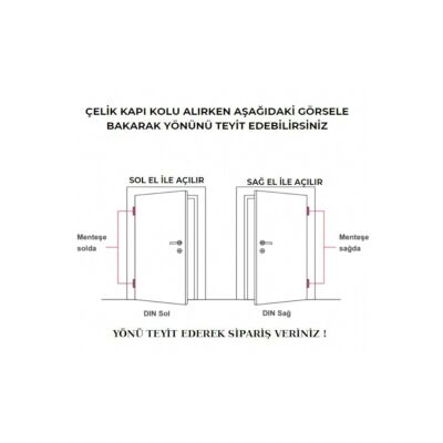 Osmanlı Lux Nikel Saten Çelik Kapı Yale Kapı Kolu Sol Basar Tek Yön