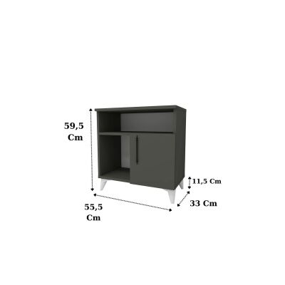 Kommen Tek Kapaklı 2 Bölmeli Komodin Antrasit
