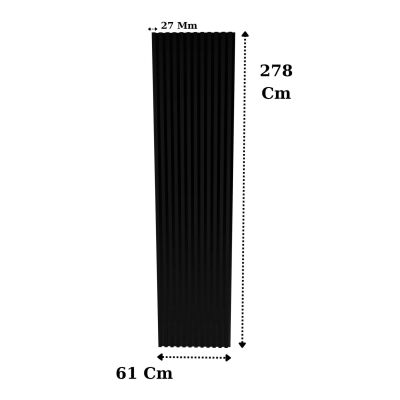Akustik Duvar Paneli Mdf Duvar Paneli 61X278 Cm Akupanel Dekoratif Siyah Duvar Profili Siyah