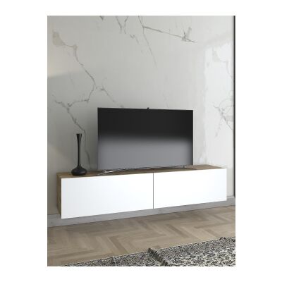 Toprak 150 Cm Duvara Monte Tv Ünitesi - Atlantik Çam - Beyaz / Siyah